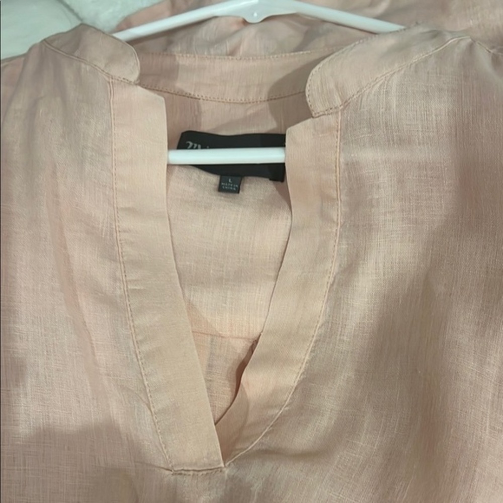 Michael Stars‎ linen Pink Relaxed Tunic with Mandarin Collar - Picture 8 of 8